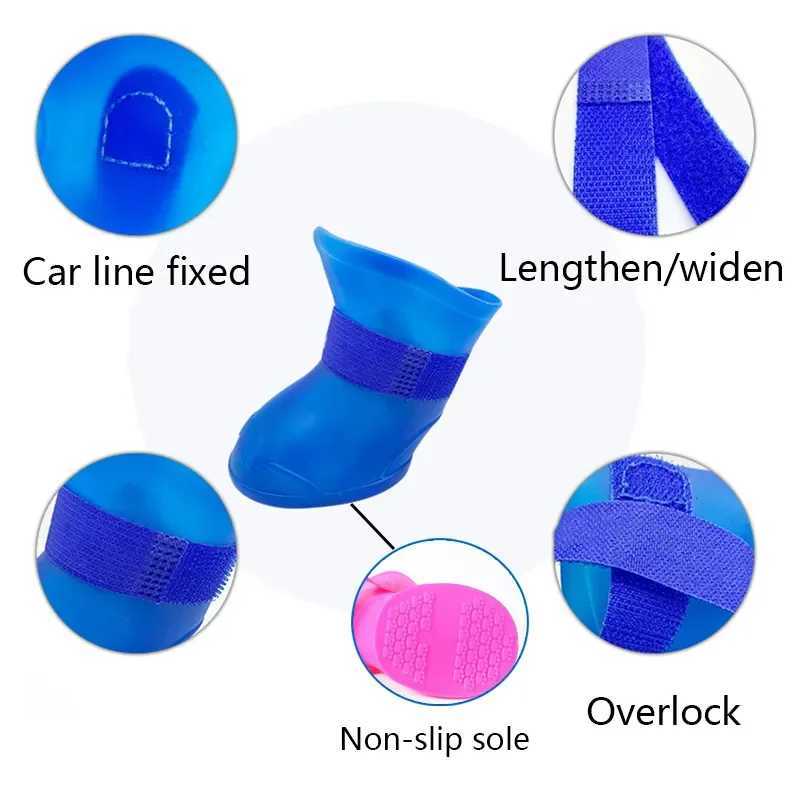 New Arrival 4 pieces of waterproof and anti slip rubber boots for pets suitable for small medium and large dogs outdoor shoes dog ankle boots and pet 