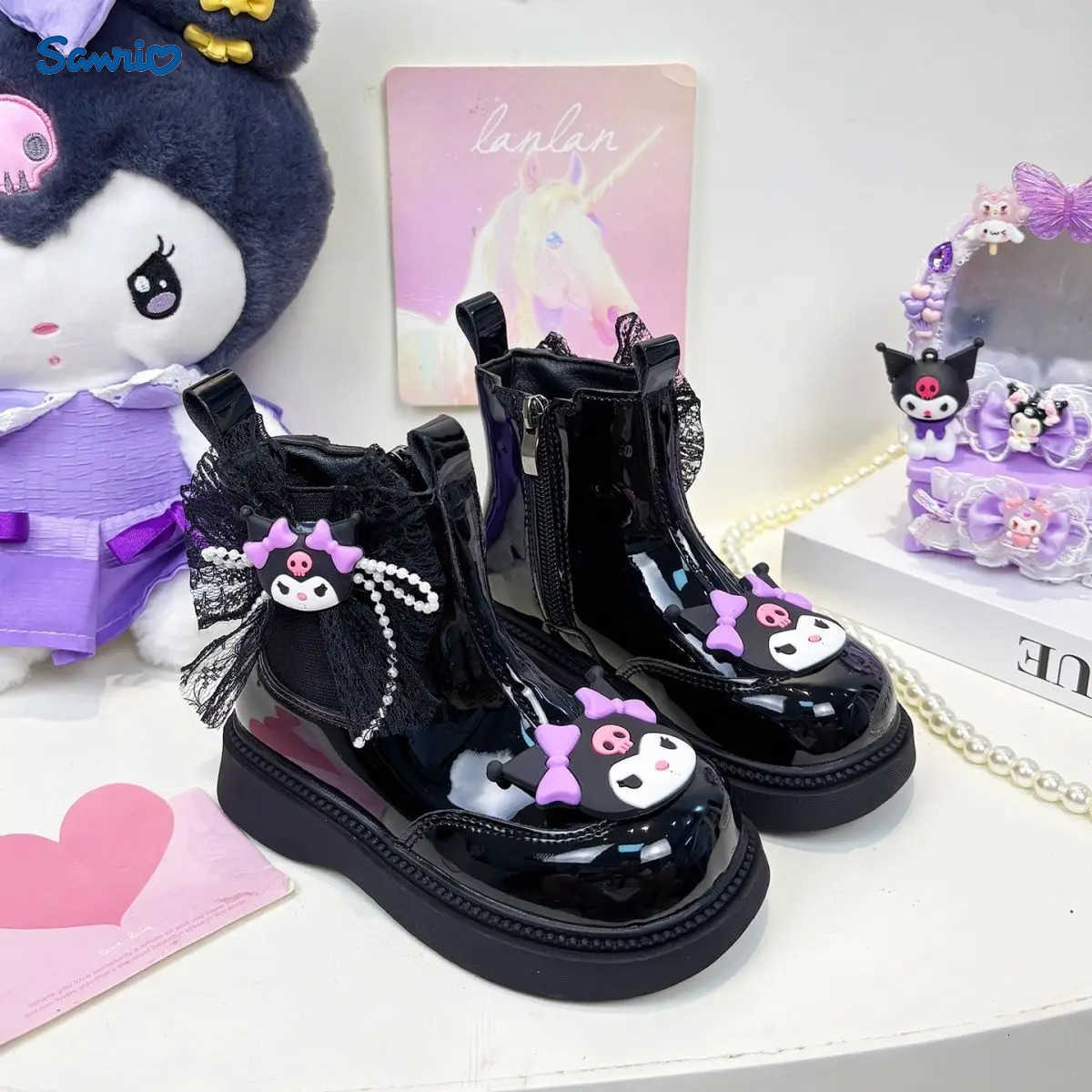 Sanrio Kawaii Kuromi Autumn Winter Girl Cotton Boots Children Lovely Cartoon Martin Boots Student Thermal Cotton Shoes Gifts H251110