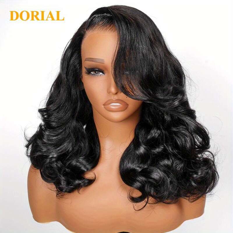 200% Density Human Bob - Body Wave, Pre-Plucked & Pre-Cut, 13X4 HD Lace Closure, Natural Black Color, Elastic Band Fit, Perfect For Women, Short Hair 
