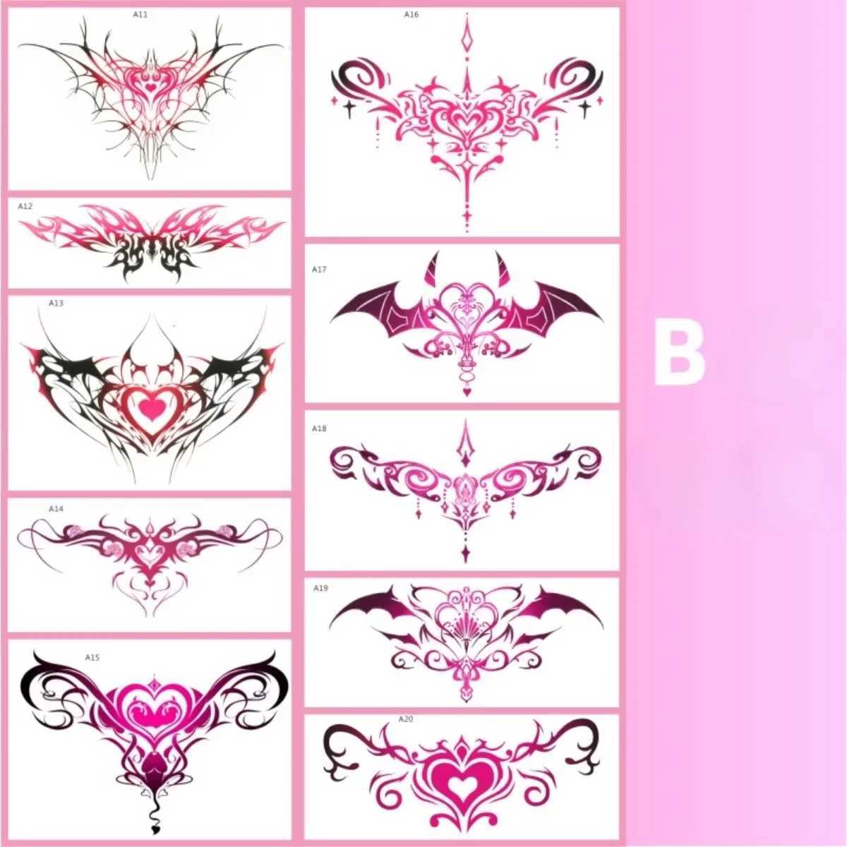 10 Pink Fairy Totem Tattoo Stickers Set Waterproof Fake Tattoo Sexy Art Temporary Tattoo Abdominal Tattoo Stickers W250410