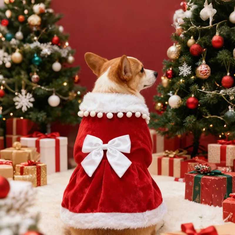 Dog Christmas Dress Christmas Sweater Pet Xmas OutfitsPet Fall Clothes for Dogs Girl Velvet Puppy Dresses Kitty Cat Apparel J251110