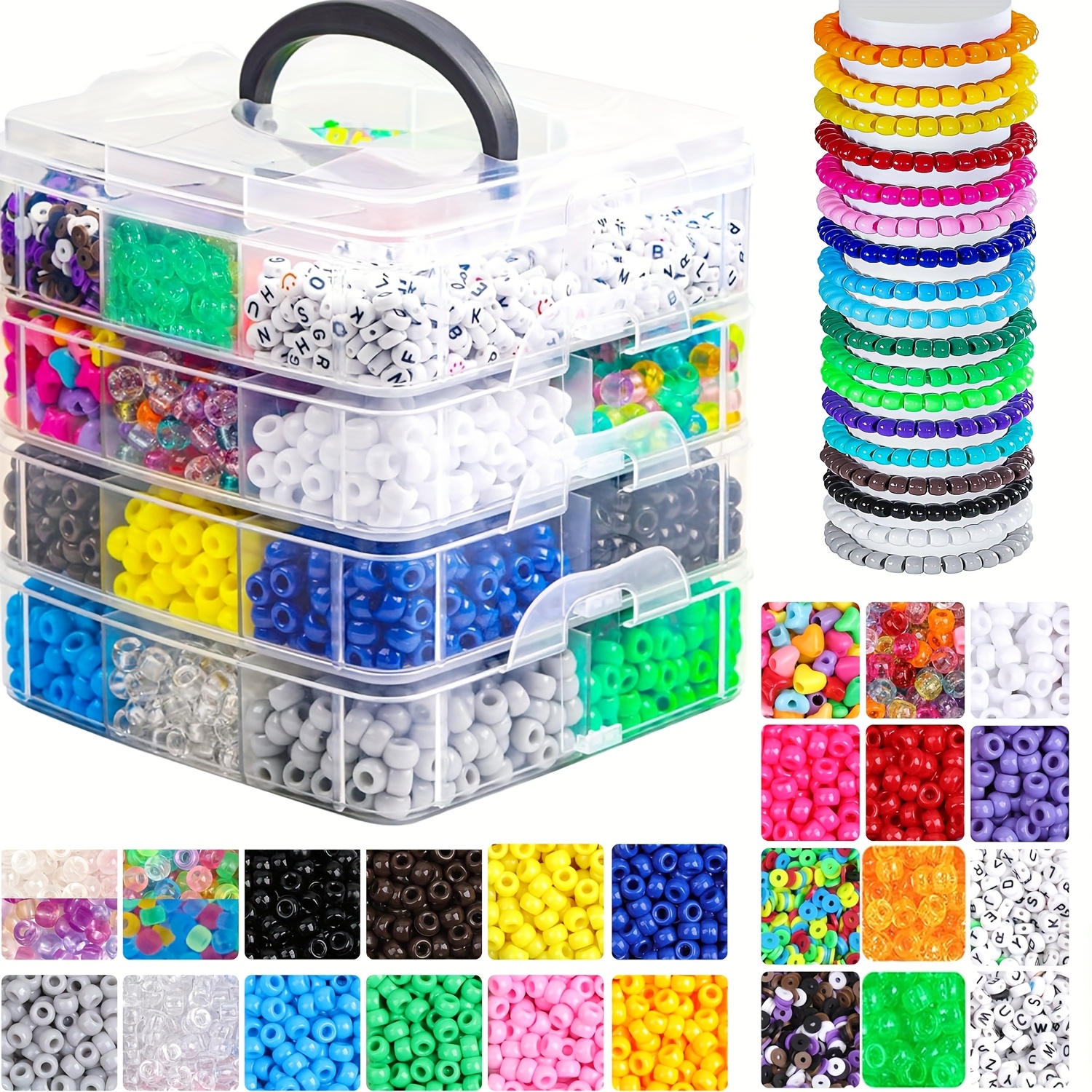 7600 Pcs Jewelry Making Kit - Polymer Clay/Letter/Luminous/Modeling Beads, Storage Box Included, Perfect for Bracelets/Keychains/Christmas F