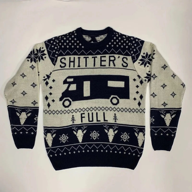 Quick sale crossborder supply pullover sweater round neck jacquard vintage car mens Christmas sweater spot 251103