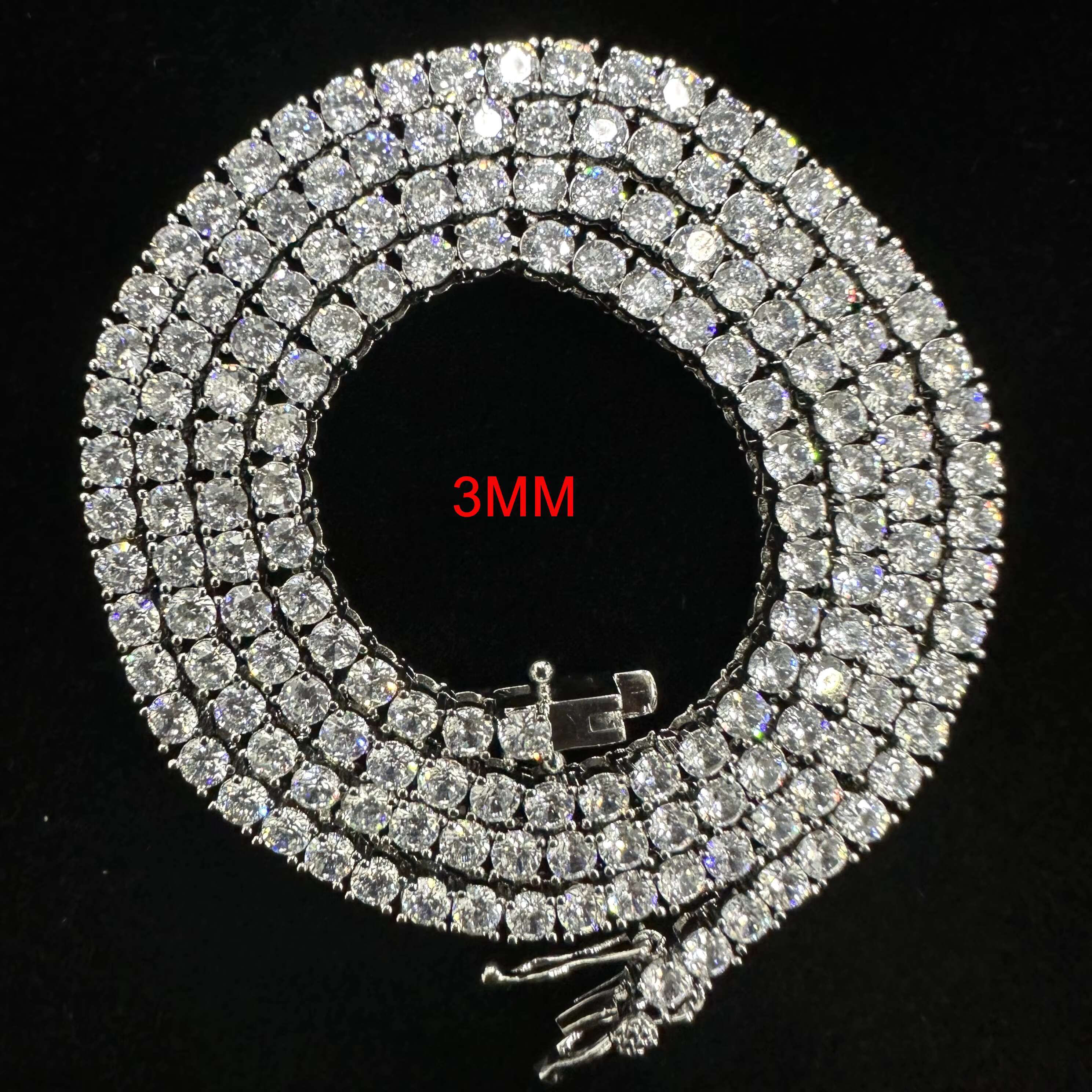 Wholesale 925 Sterling Silver 14K Gold Plated Miossanite Zircon Necklace Tennis Chain Bracelet Necklace for Men and Women