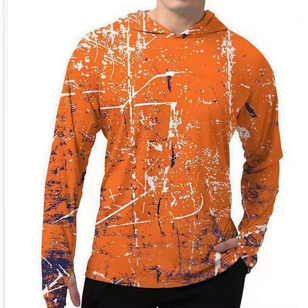 Summer Men's Quick-Dry UV Ultra-Thin Ice Silk Running Fishing Travel Bionic Camouflage Hooded Outdoor Sun Protection