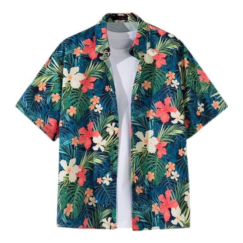 Summer mens Hawaiian shirt couple clothing mens casual clothing floral shirt tropical beach shirt mens short sleeved button X250410