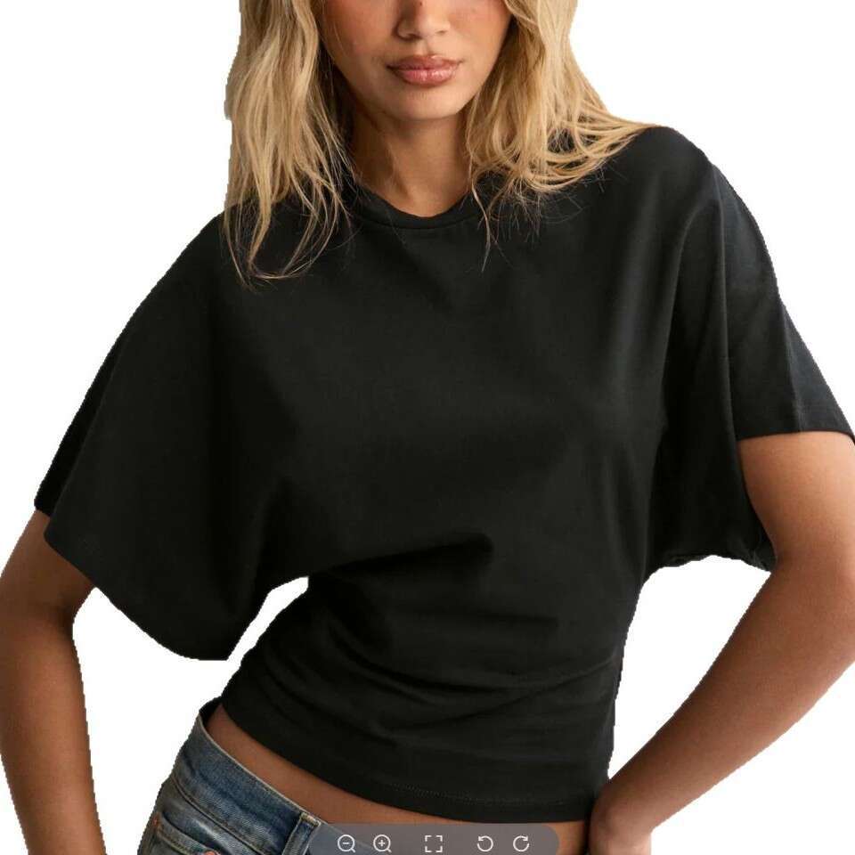 Korean style design round neck pullover short sleeved T-shirt for women in summer 2025, simple versatile, solid color loose top, 2025 new style, chic 
