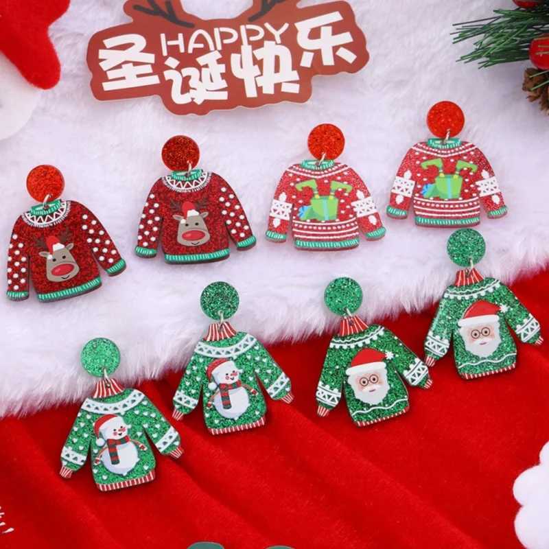 2025 New Christmas Earrings for Women Glitter Alloy Acrylic Lightweight Dangle Earrings Sparkly Merry Christmas Jewelry Gifts J251110