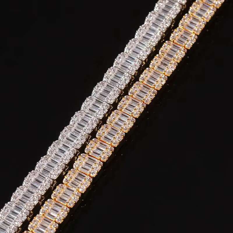 Hip Hop Zirconia Baguette Bracelet Mens Diamond Tennis Bracelet Singers Rappers Bling Cz Bracelets