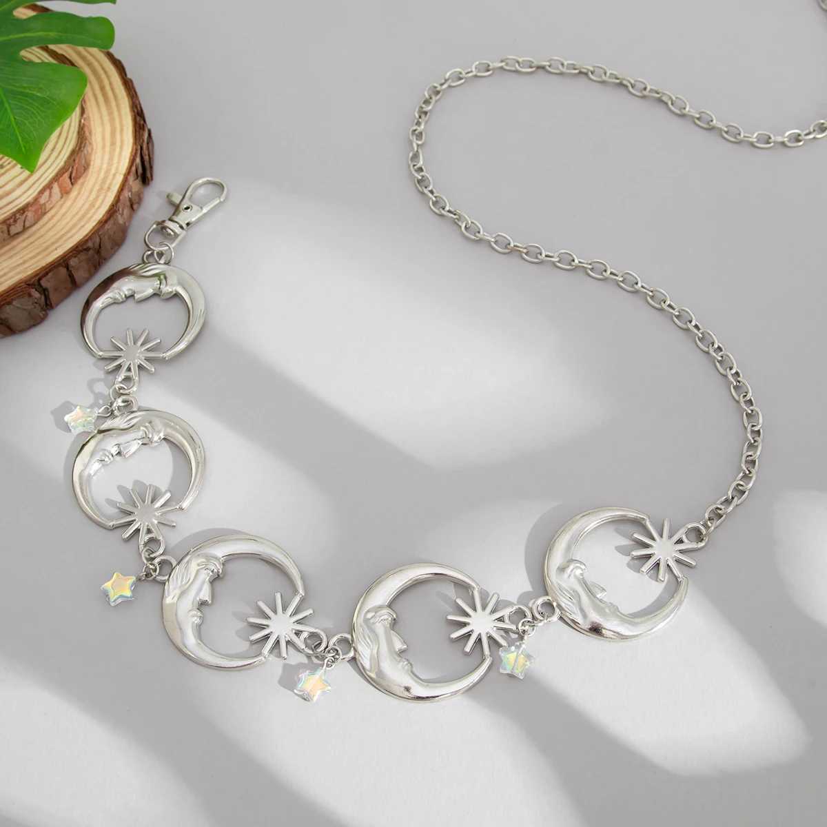 Ingemark Retro Silver Moon Star Waist Belly Chain Used for Warm Summer Bikini Gothic Dresses Comes with Rave Nightclub Body Jewelry X250410