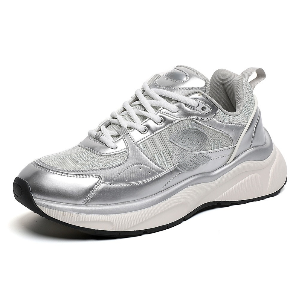 New fashionable high-end leather thick sole height increasing fashionable casual shoes, trendy outdoor sports luxury shoes, fashionable designer shoes