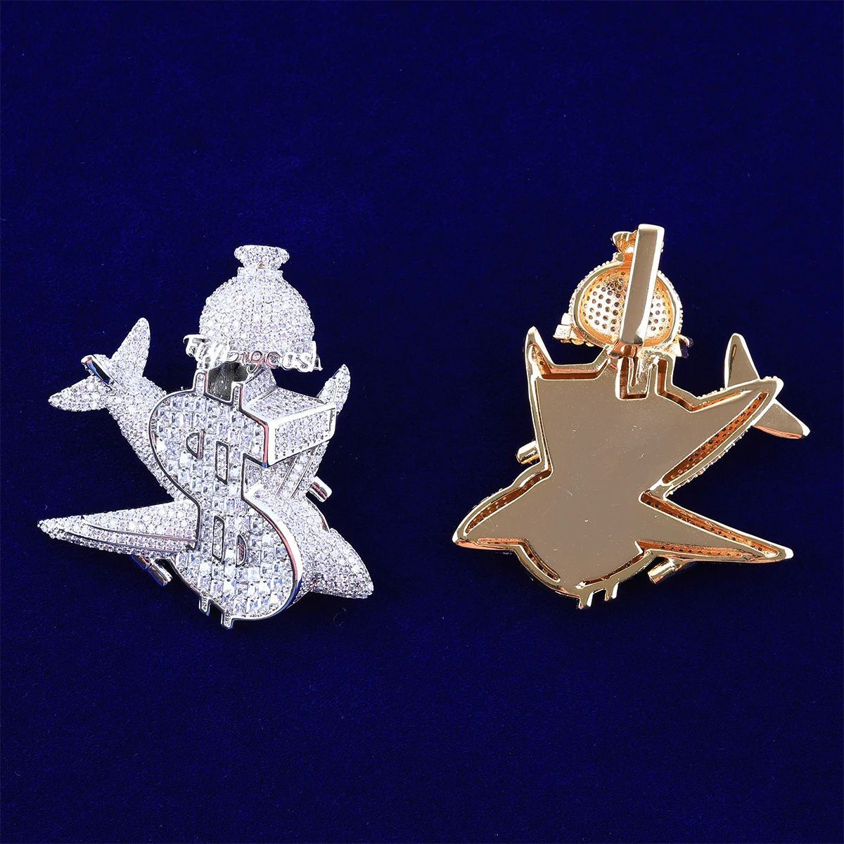 Hip hop airplane moissanite necklace pendant mens and womens personalized high-end hip-hop 925 silver pendantjewelry