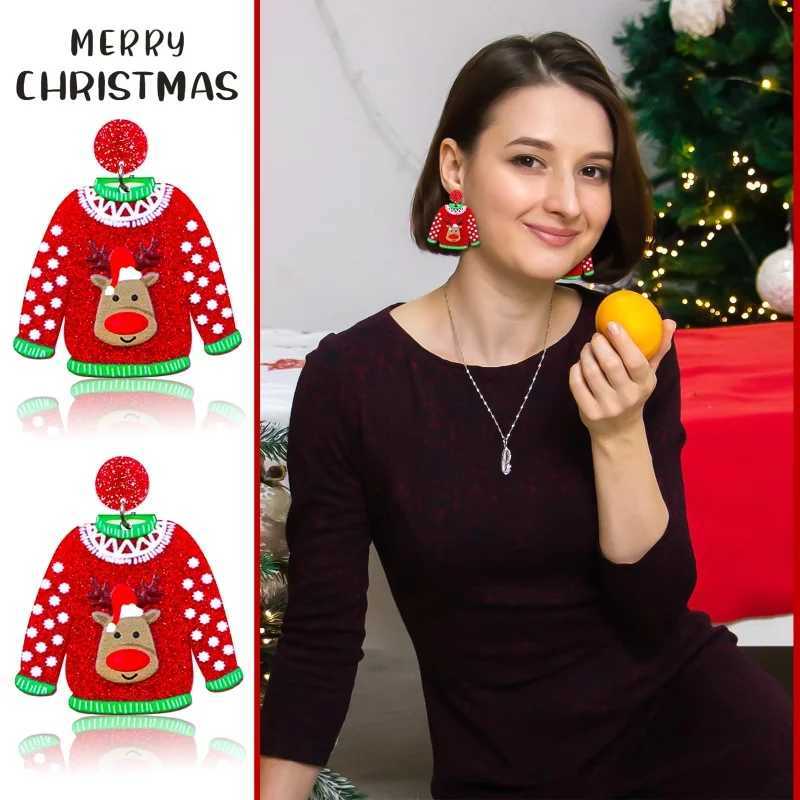 2025 New Christmas Earrings for Women Glitter Alloy Acrylic Lightweight Dangle Earrings Sparkly Merry Christmas Jewelry Gifts J251110