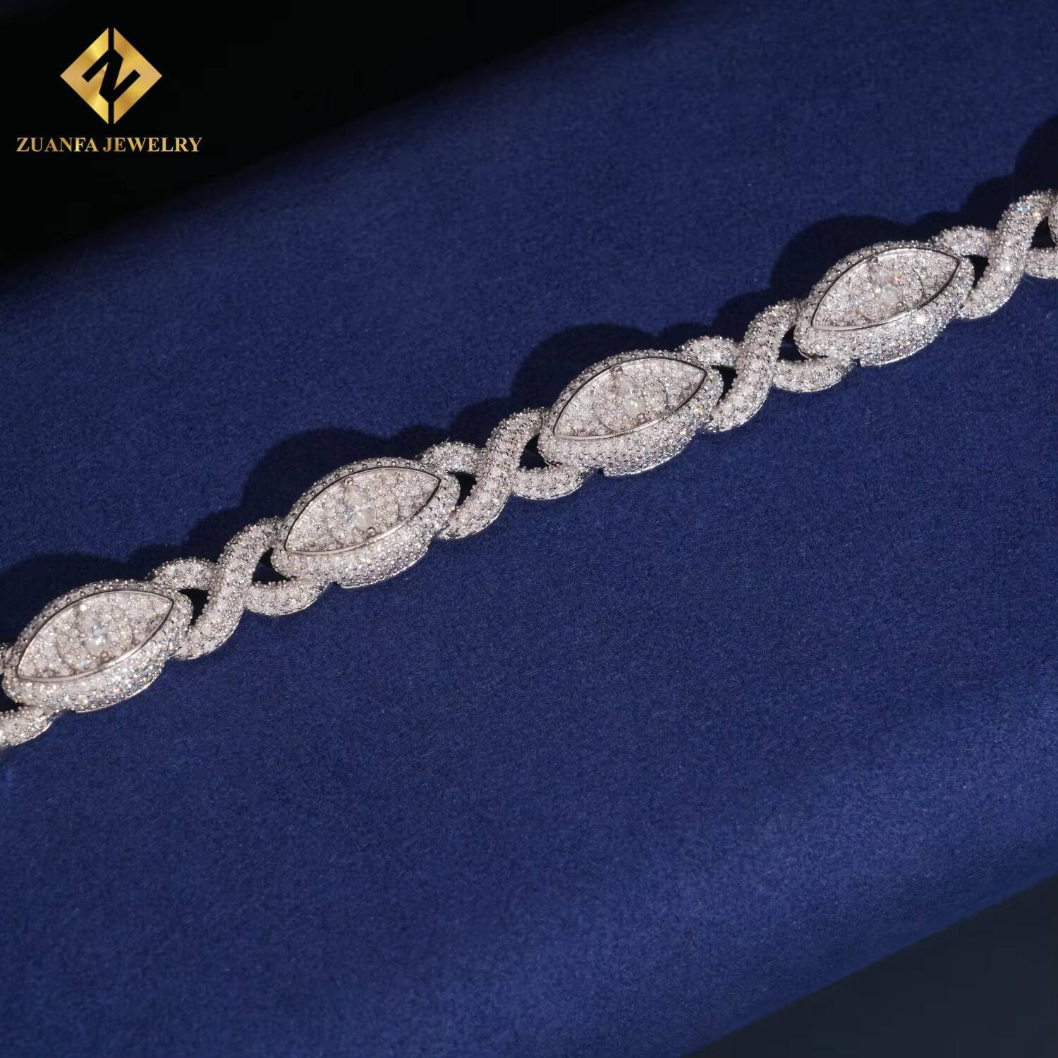 Hip Hop Jewelry Iced Out VVS Moissanite Marquise Diamond 925 Sterling Silver Evil Eyes Bracelet for Men