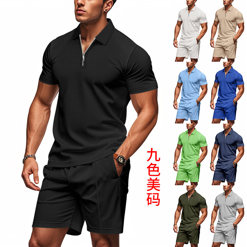 2025 Summer Mens Polo Casual Loose Short sleeved Shorts Sports Set