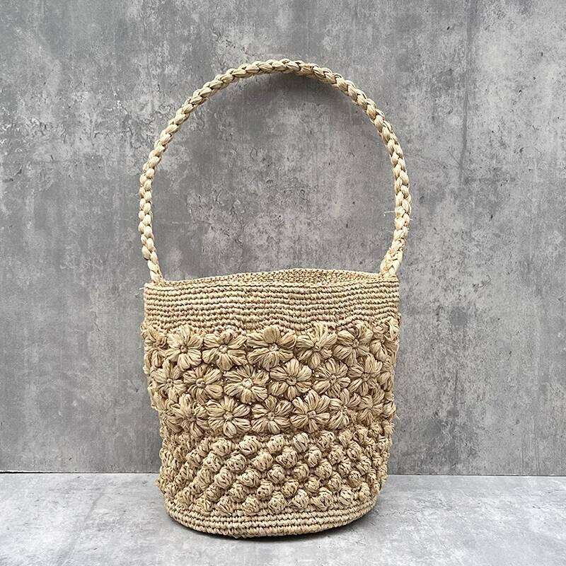 Bohemian Raffia Beach For Bucket Luxury Flower Straw Bag Women Handbag Handmade Travel Rattan Shoulder Bags Tote