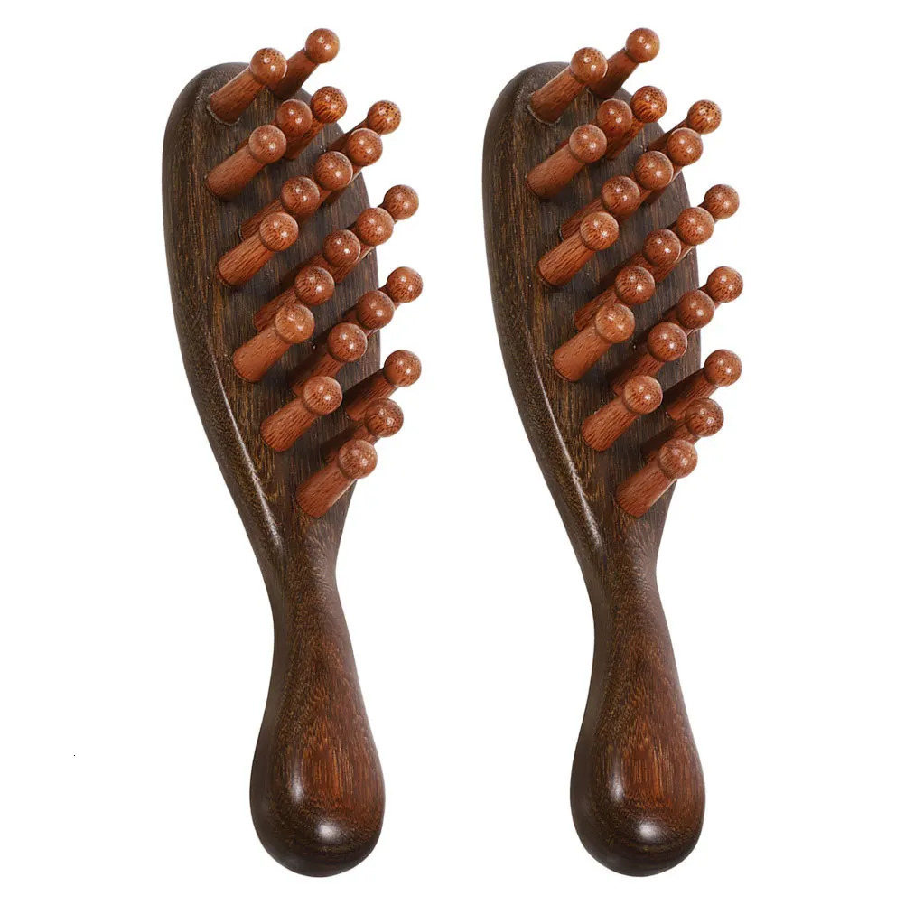 2pcs Wooden Scalp Massage Comb Fine Teeth Ergonomic Wide Tooth Hair Detangler For Travel Multifunctional Head 251107
