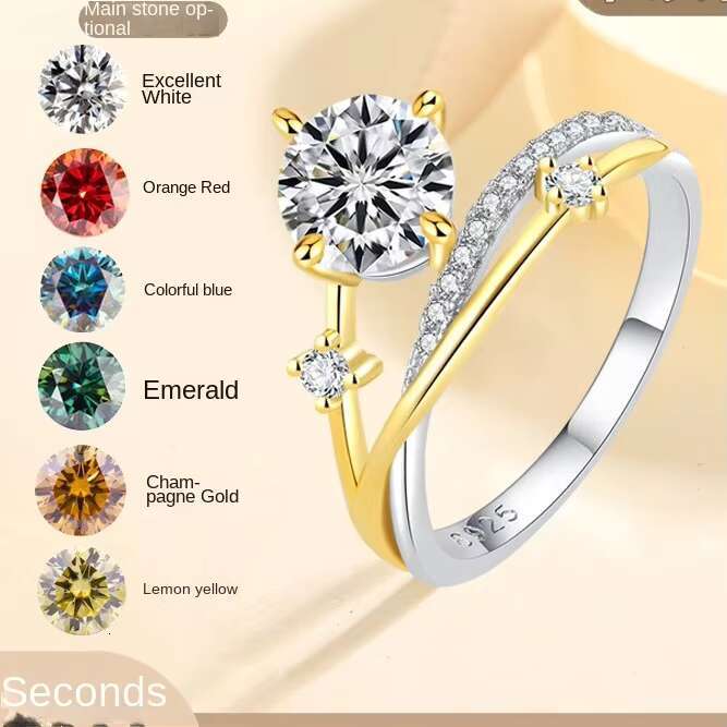 Dropshipping S925 Silver Plated 1 Karat Wedding Ring Factory in Stock Supply Silver Engagement Promise Ladies Moissanite Ring