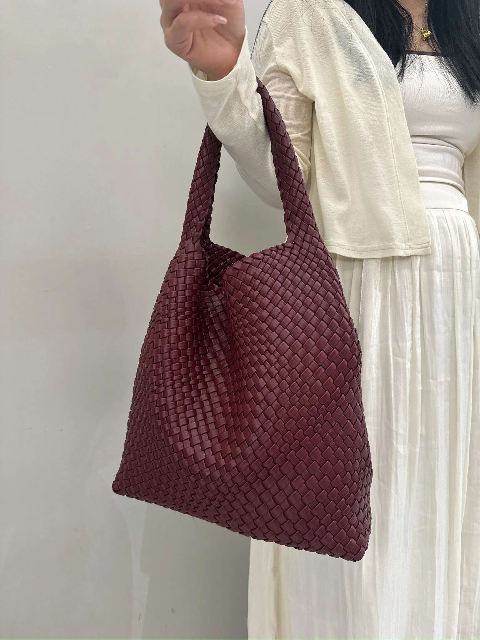 2024 Fashion Leather Handbags Women Casual Side For Women PU Large Women's Woven Tote Mistress Gift Bag