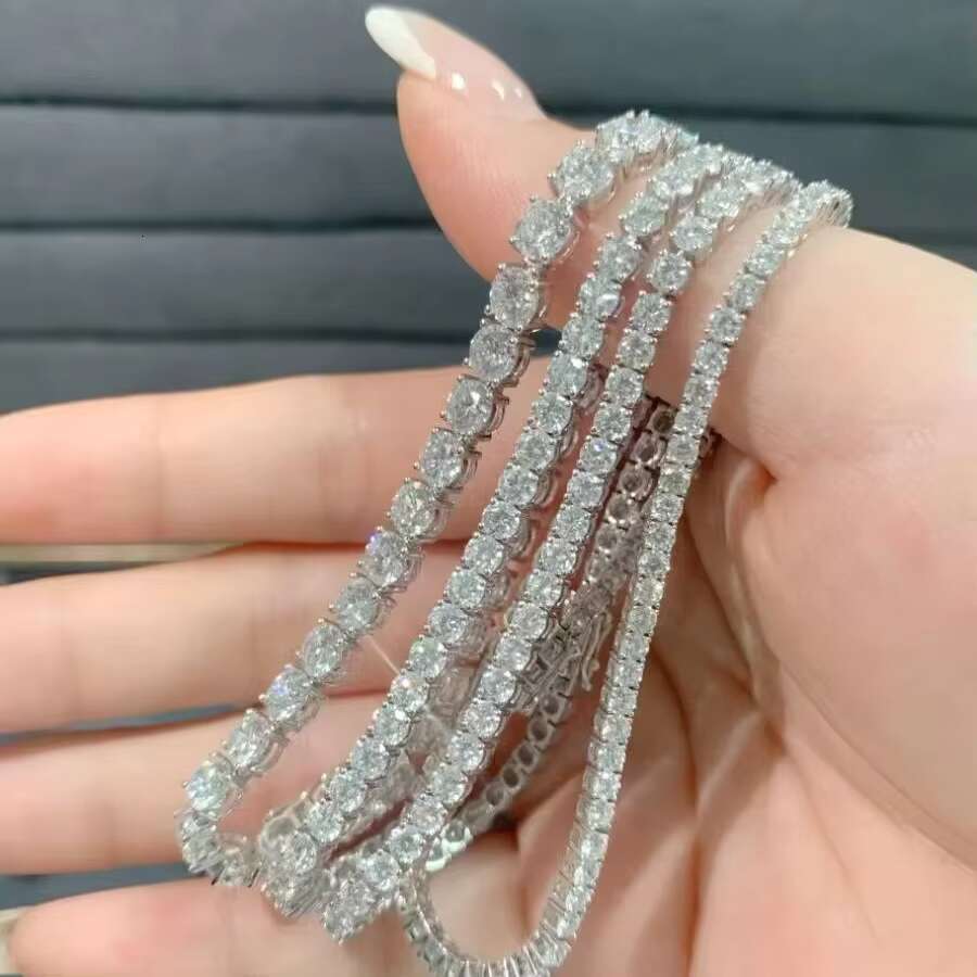 High Quality Pass Diamond Tester Hip Hop 925 Sterling Silver 2mm 3mm 4mm 5mm 6.5mm Moissanite Tennis Chain Bracelet