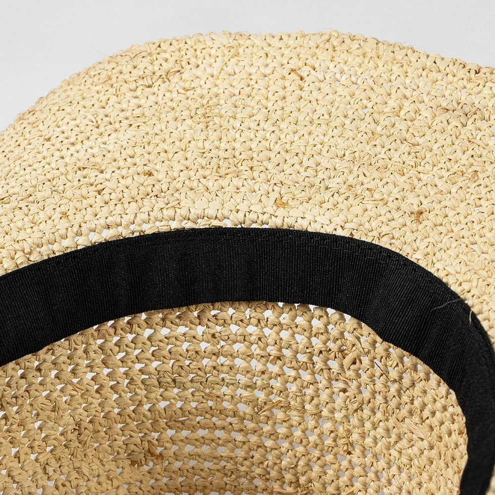 USPOP Spring Summer Fashion Casual Simple Crochet Raffia Cowboy Hat with Curled Brim Outdoor Sun Protection Straw Hat 250409