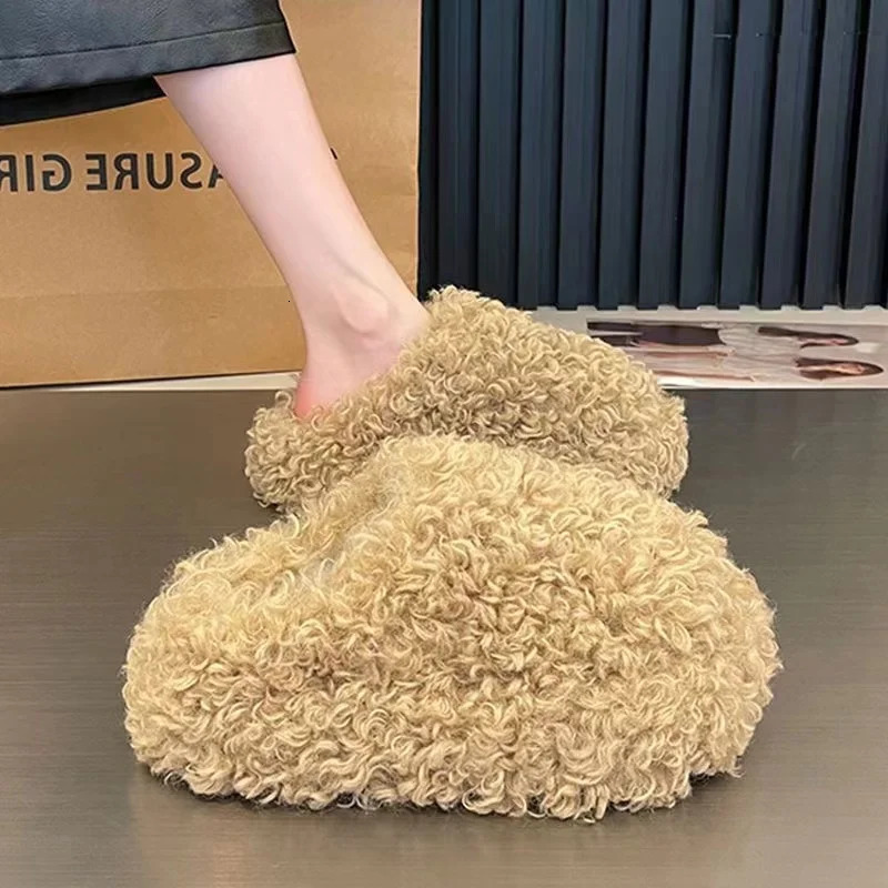 Winter Fashion Womens Shoes Comfortable Plush Velvet Warm fluffy Slippers Home Non-slip Lightweight Soft Indoor slippers 251107