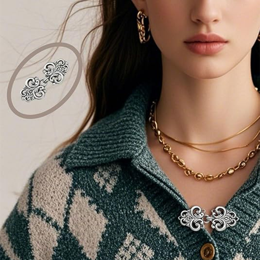 7 Pcs Vintage Sweater Shawl Clips Retro Cardigan Collar Dress Shirt Jacket Waist Brooch Clip for Women Clothing Multiple Colors 7 Styles