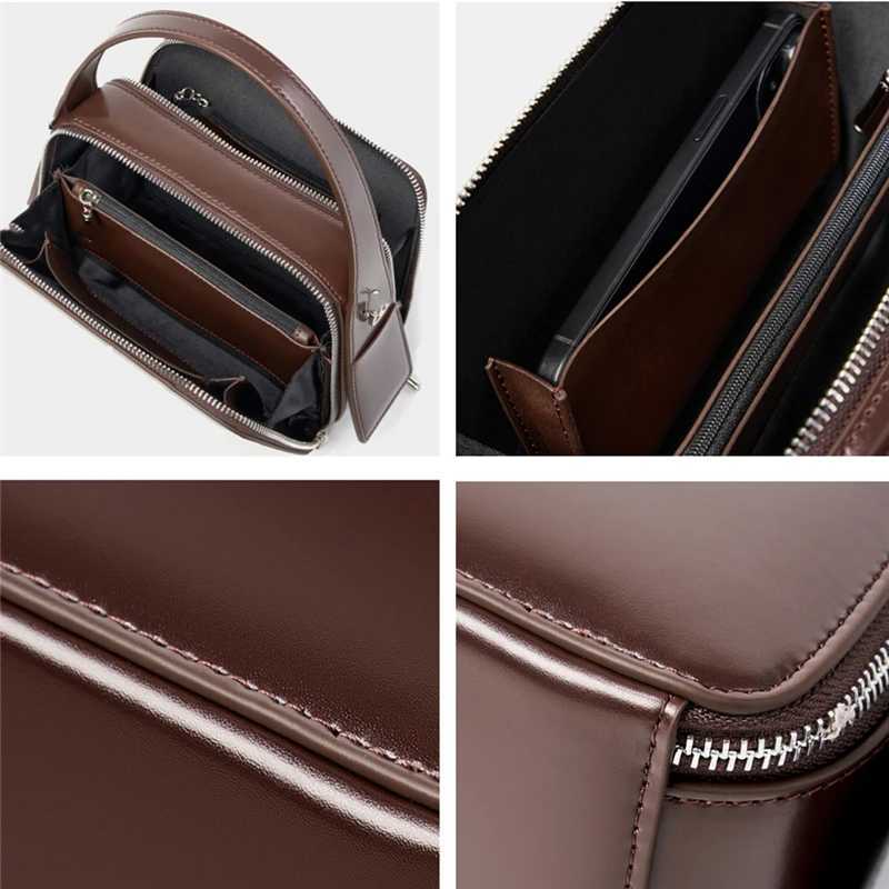 Hifashion Cowhide Genuine Leather Boxy Small Tote Handbags For Women 2025 Luxury Designer Square Ladies Shoulder Crossbody Bags K251110