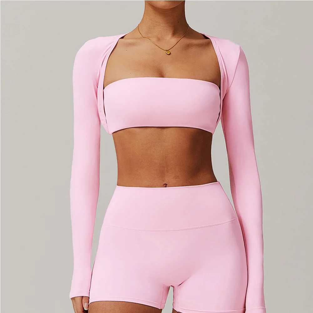 New shawl long sleeved yoga top suitable for womens outdoor running sports vest training and fitness T-shirt quick drying topXJ250410