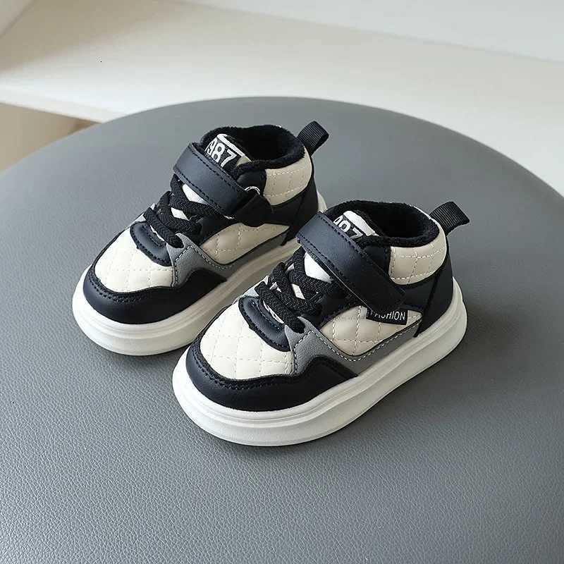Autumn Winter Kids Shoes High Tops Boys Casual Sport Shoes Children Warm Fur Sneakers For Girls Pink BlackT251110