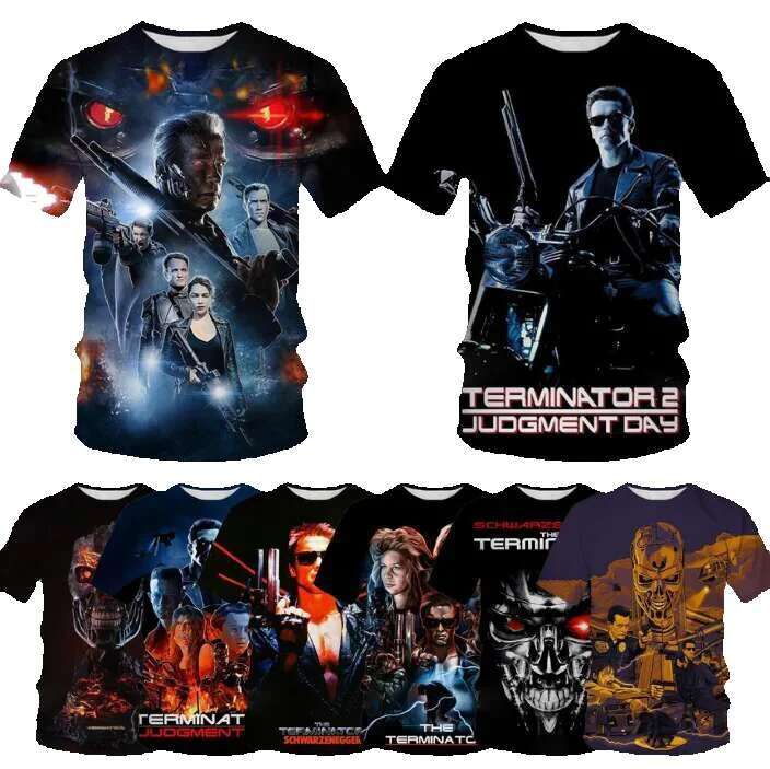 New Classic Movie Terminator 3D Printed Men's and Women's Short Sleeve Oversized T-shirt Haruku Loose Children's Y2K Top