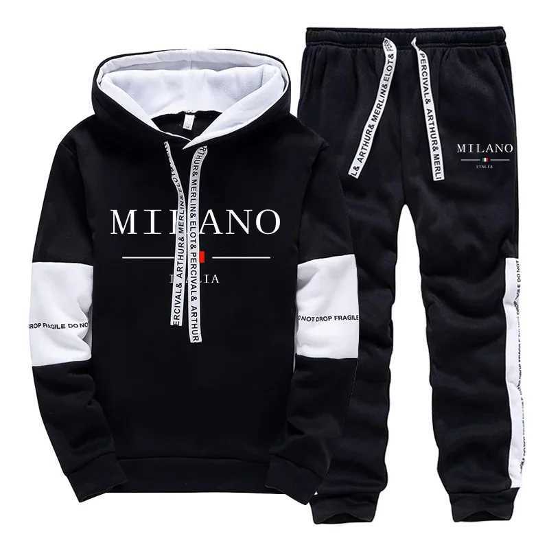 Hot Sales Mens Tracksuit Casual Print Sweatshirts Single Piece Hoodie Pants Sports Jogging Mens Clothing AutumnWinter Sportswear W251110