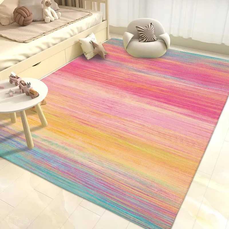Rainbow Rug Colorful Stripe Kids Rugs Super Soft Bedroom Bedside Floor Mat Home Decor Living Room Sofa Carpets Tapis Y251110