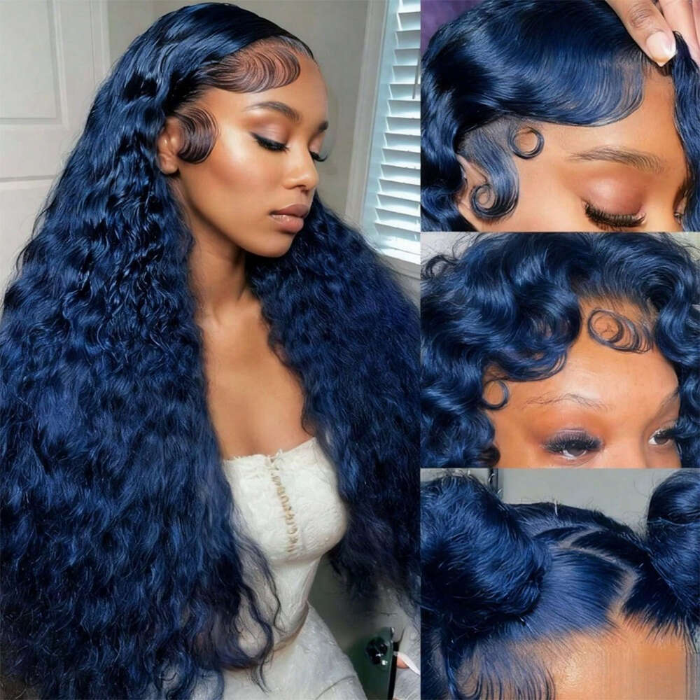 Brazilian Virgin Human Wig - 13X4 HD Transparent Front Closure, Pre Plucked No-Knots Kinky Curly 250% Density Deep Colored Brown Roots & Baby Hair Lac