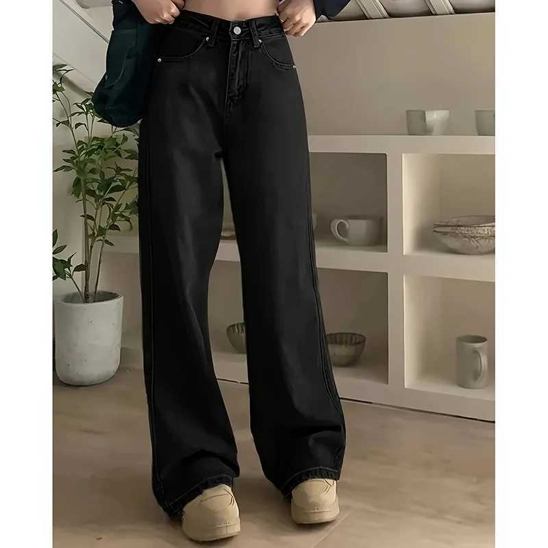 Women Fashion Loose Jeans Female High Waist Streetwear Designer Wide Leg Trousers Female Classic Gray Goth Straight Leg Pants C251110