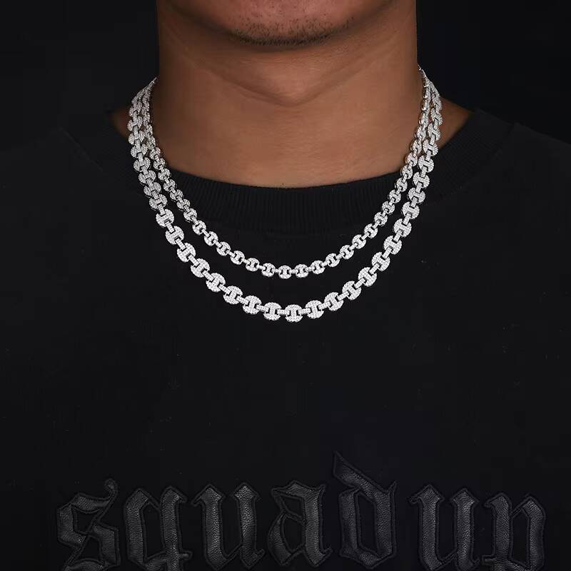 Fashion Jewelry 6mm 8mm 10mm Moissanite Link Chain 925 Sterling Silver VVS Mossanite Iced Out Hiphop Cuban Necklace for Men