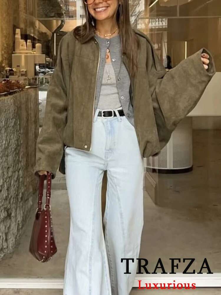 hoodie hoodie hoodie Casual Soft Bomber Jackets Women Long Lantern Sleeve Oversized Spring Summer Coats Fashion Streetwear Zipper Outwear jacket