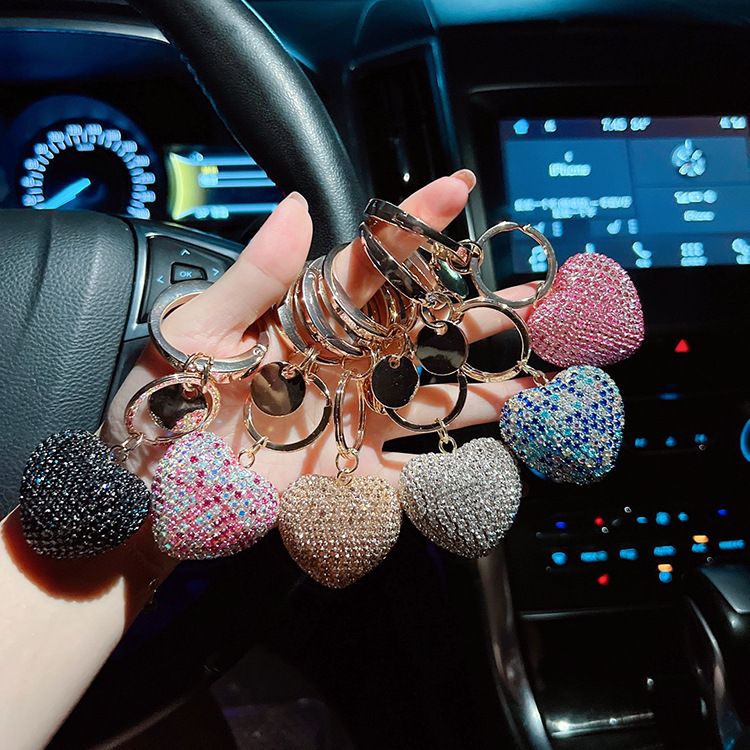 Keychains Metal 3D Cute Love-Heart Handbag Fashion Rhinestone-Crystal Charm Purse Bag Car Key Keyring Keychain Mom-Lover Keychainshop Dhnrf