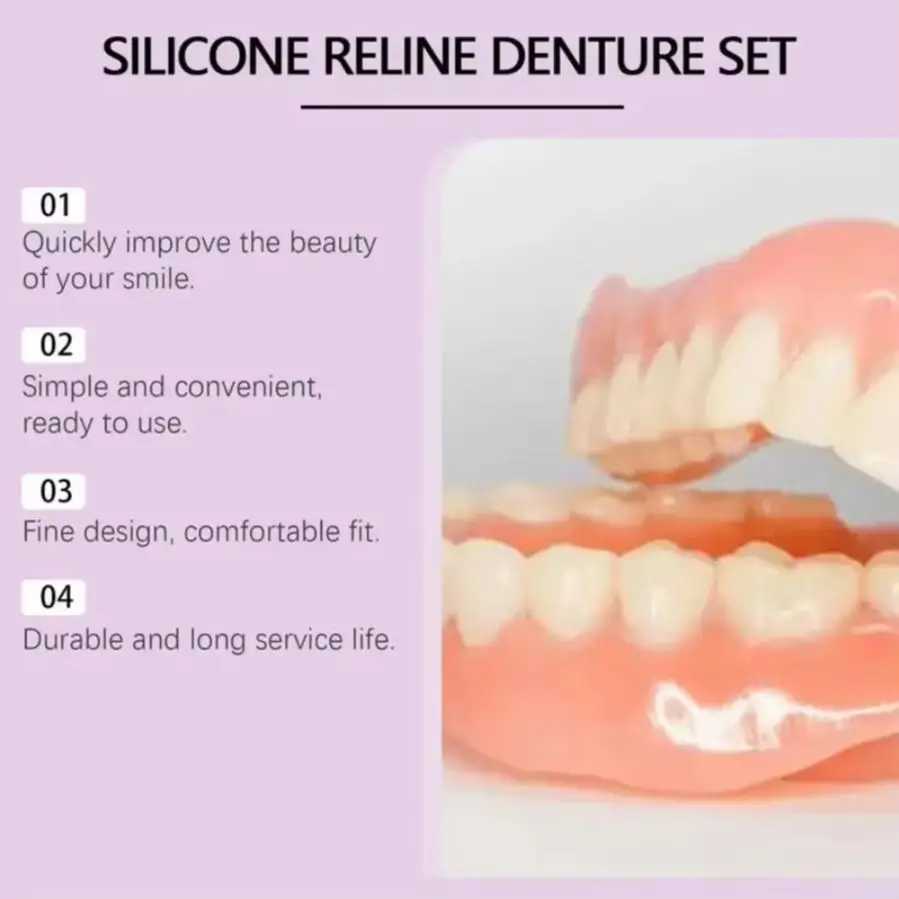 Premium silicone dental kit perfect for temporary orthodontic teeth and denture replacement with excellent comfort and comprehensiveness M250410