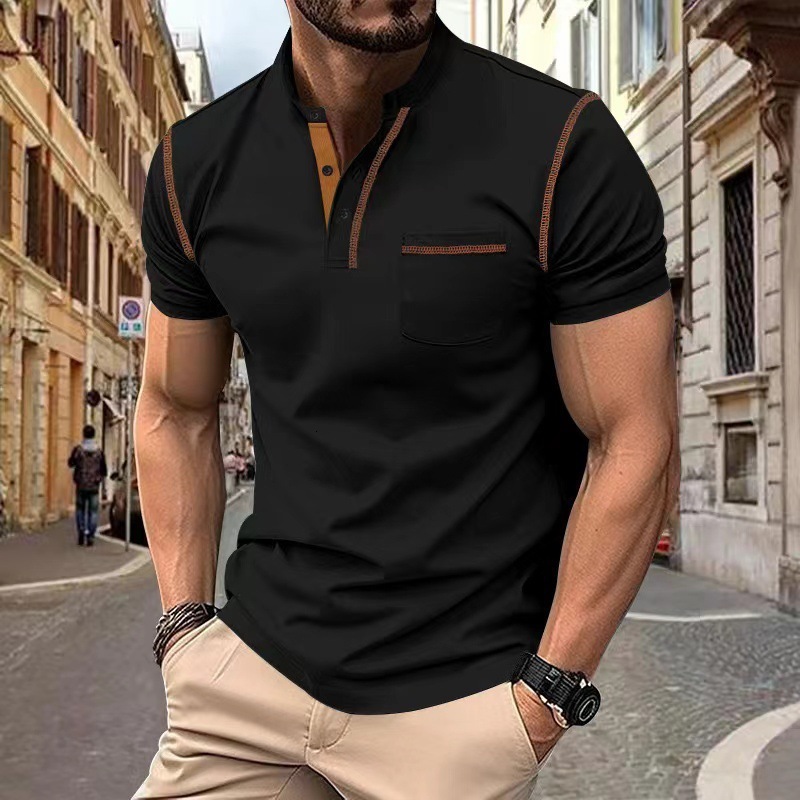 2024 Summer New Mens Short sleeved T-shirt Quick drying Casual Polo Shirt