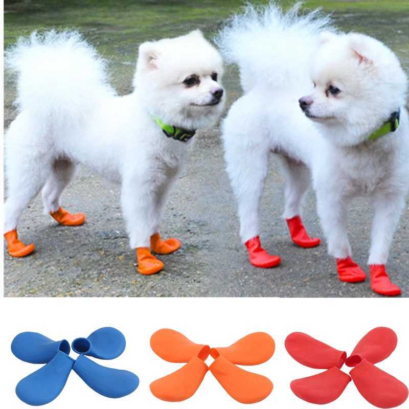 New Arrival 4 piecesbatch of waterproof winter dog shoes used for Chihuahua balloon shaped rubber rain boots portable dog accessories outdoor shoes an
