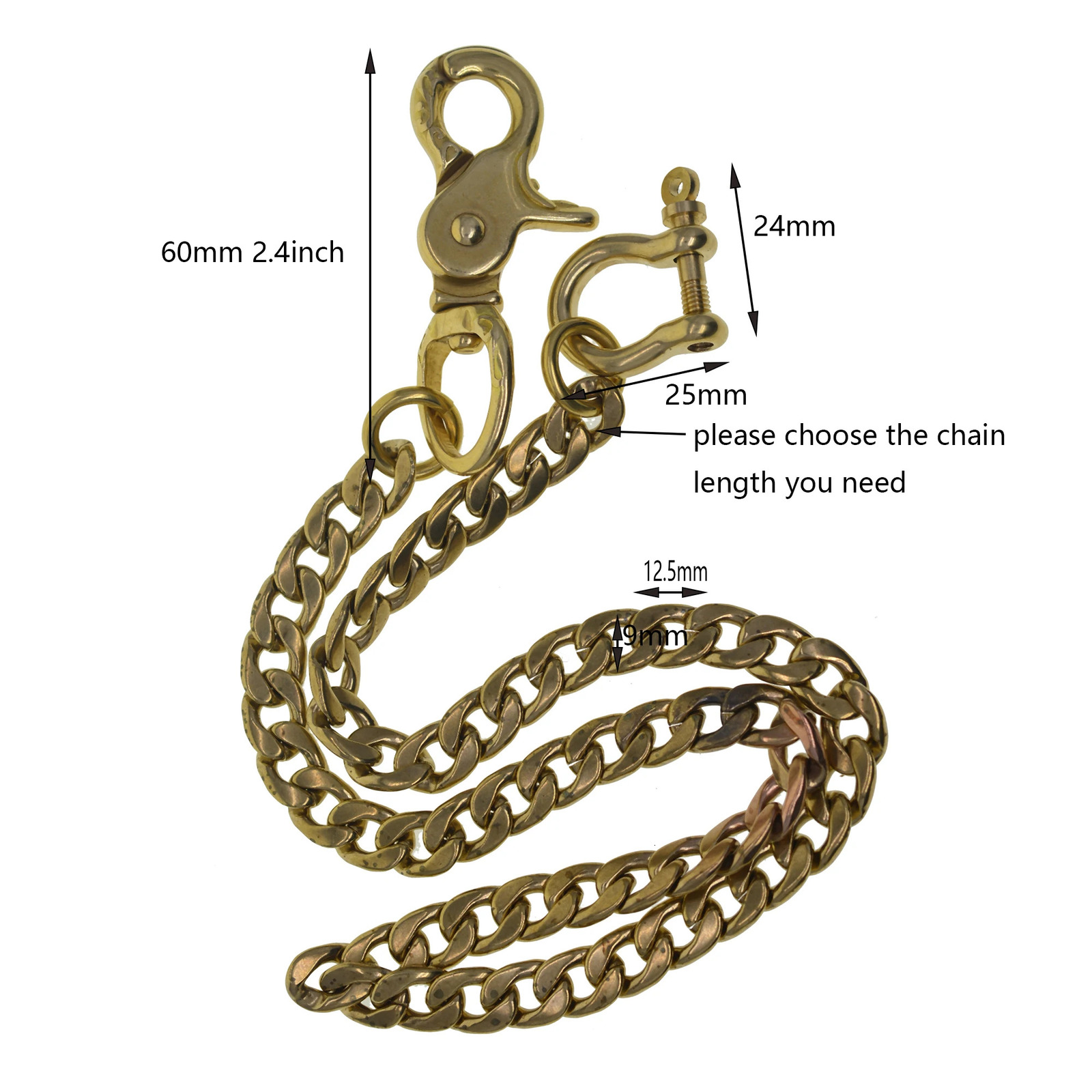 High quality brass wallet jeans runners motor Italian 9mm NK Figaro curl flat Cuban chain link heartshaped lobster hook release buckle 250410