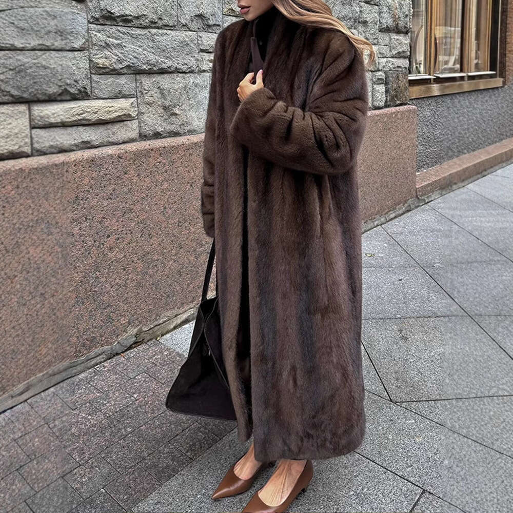 Fur Extra Autumn Color Winter Solid Coat Fashionable Warm Thick Long Sleeve Plush Jacket