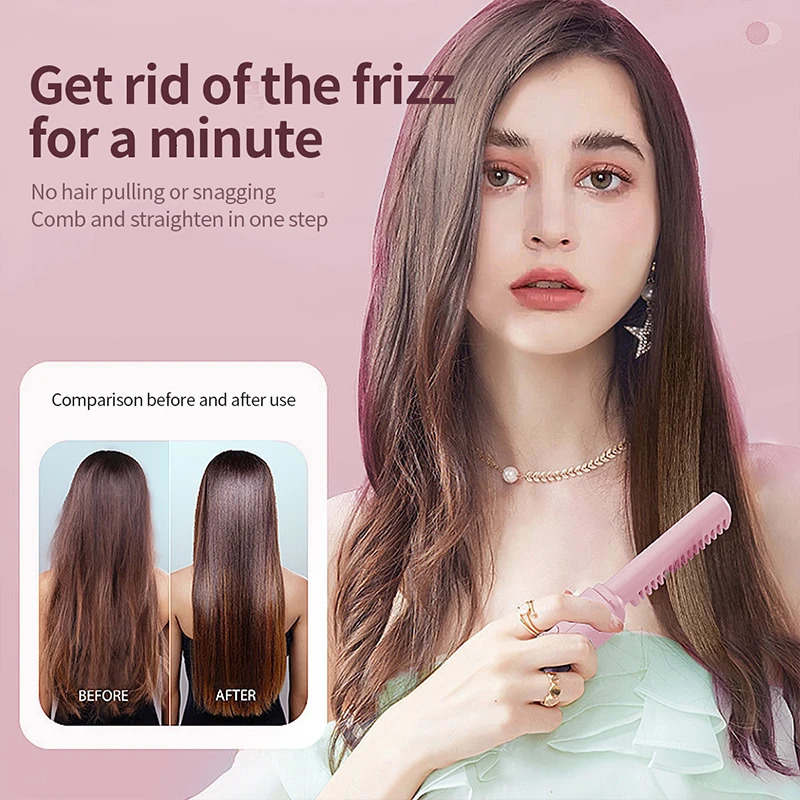 Hair Straightener Comb Wireless Mini with Negative Ion Technology Straightening Comb Portable for Home Travel Salon Styling 251107
