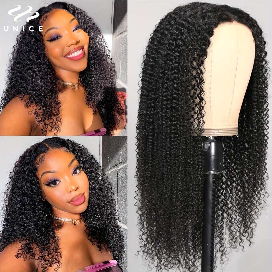 4X1 Middle Part Closure Kinky Human Hair Super Natural 4C Curly Lace Wig For Beginners Density