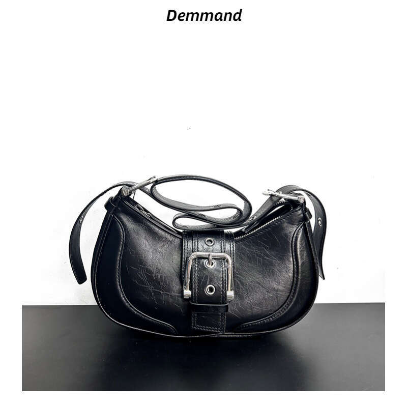 New Armpit With High-End Feel, French Stick Motorcycle Style Crossbody Bag, Bill Of Lading Shoulder Crescent Bag For Women