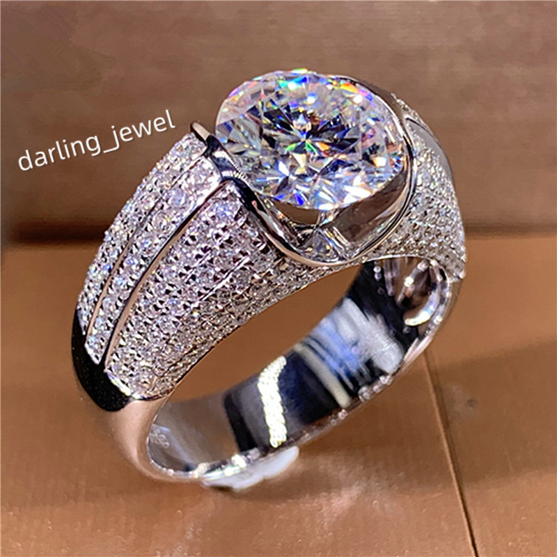 Fashion Full Diamond Ring for Women Copper Plated Real Gold Opening Adjustable Wedding Engagement Mosan Diamond Ring