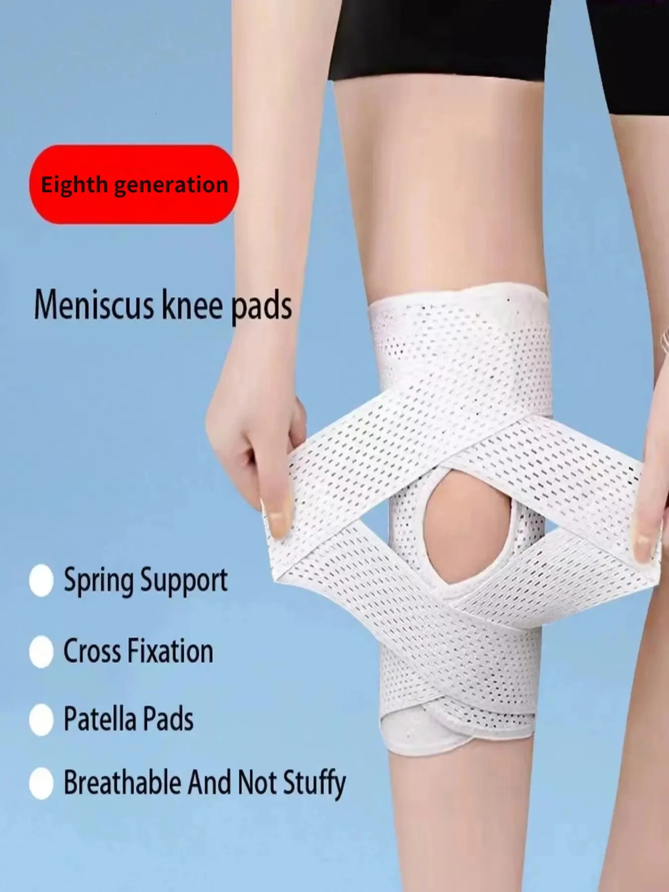 Eighth generation meniscus professional knee pads with three layers of silicone pads for knee fixation and tear rehabilitation 250410