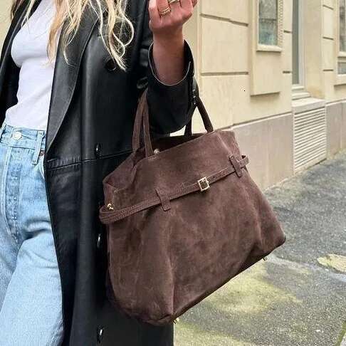 Fashion Big Square Office Chocolate Shoulder Bag Woman Strap Buckle Designer Female Autumn Winter Tote Purse Handbags