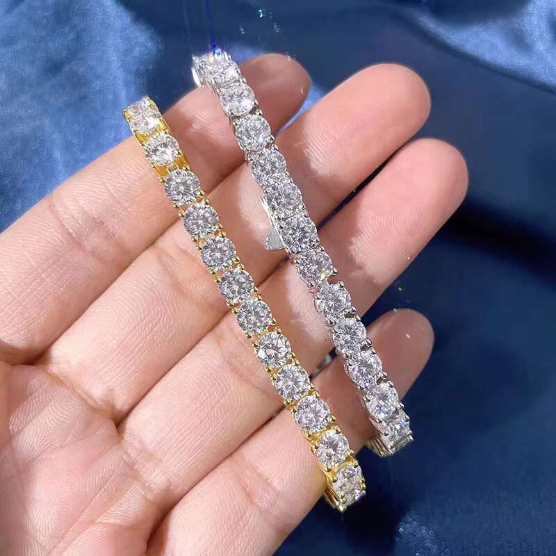 Fashion Jewelry Moissanite Cuban Link Bracelet Chain 5mm S925 Silver Iced Out Diamond Women Tennis Bracelet